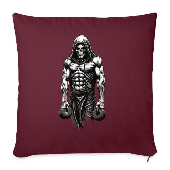 Conception puissante de l’entraînement du squelette du bodybuilder - Housse de coussin décorative 45 x 45 cm - bordeaux - Devant