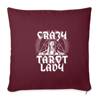 Tarot fou Dame Satanisme Sorcellerie - Housse de coussin décorative 45 x 45 cm - bordeaux - Devant