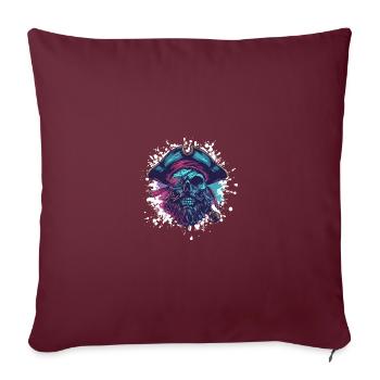 Capitaine du crâne de pirate - Housse de coussin décorative 45 x 45 cm - bordeaux - Devant
