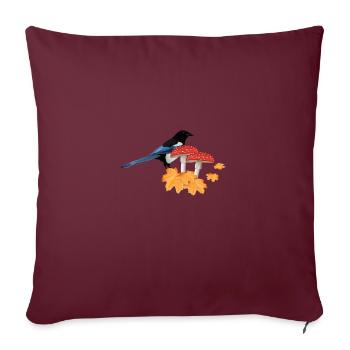Elster Herbst Vogel Vogelbeobachter Halloween - Sofakissenbezug 45 x 45 cm - Burgunderrot - Vorne