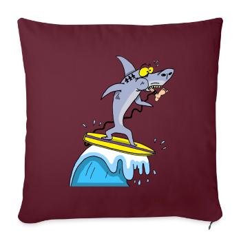 Surfer shark - Sofa pillowcase 17,3'' x 17,3'' (45 x 45 cm) - burgundy - Front