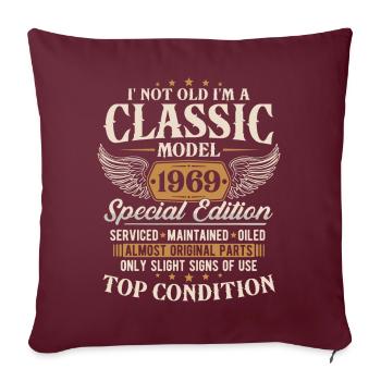 Cadeau d’anniversaire classique 1969 Vintage - Housse de coussin décorative 45 x 45 cm - bordeaux - Devant