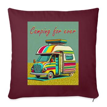 Camping für immer - Sofakissenbezug 45 x 45 cm - Burgunderrot - Vorne