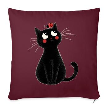 Cat with ladybug - Sofa pillowcase 17,3'' x 17,3'' (45 x 45 cm) - burgundy - Front