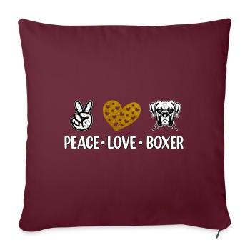 Peace Love Boxer - Housse de coussin décorative 45 x 45 cm - bordeaux - Devant