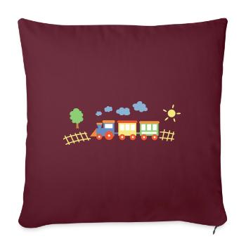 Train avec des wagons - Housse de coussin décorative 45 x 45 cm - bordeaux - Devant