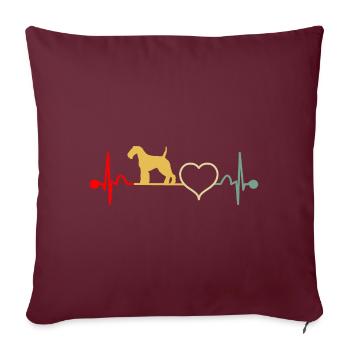 Welsh Terrier Herzschlag Vintage - Sofakissenbezug 45 x 45 cm - Burgunderrot - Vorne