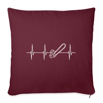 Tronçonneuse Heartbeat Forêt Tronçonneuse Bûcheron - Housse de coussin décorative 45 x 45 cm - bordeaux - Devant