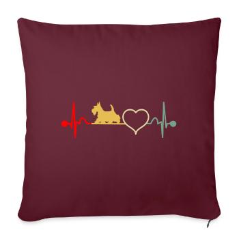 Idée cadeau vintage Scottish Terrier Heartbeat - Housse de coussin décorative 45 x 45 cm - bordeaux - Devant