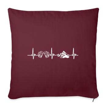 Heartbeat Mountains Beer EKG Pulpe Alpes - Housse de coussin décorative 45 x 45 cm - bordeaux - Devant