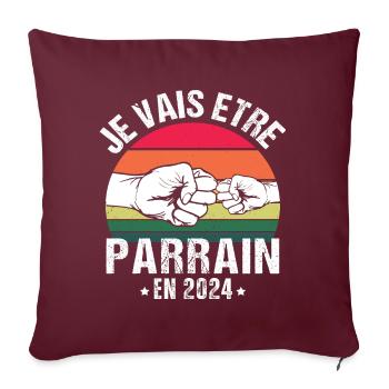 Je vais être parrain 2024 futur parrain vintage - Housse de coussin décorative 45 x 45 cm - bordeaux - Devant