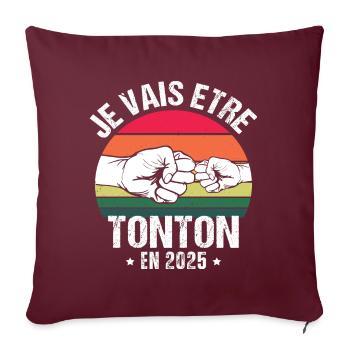 Je vais être tonton en 2025 cadeau naissance 2025 - Housse de coussin décorative 45 x 45 cm - bordeaux - Devant