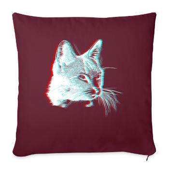 Katze 3D Effekt Glitch Täuschung Geschenk - Sofakissenbezug 45 x 45 cm - Burgunderrot - Vorne