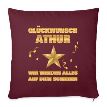 Geschenk für Athur - Sofakissenbezug 45 x 45 cm - Burgunderrot - Vorne