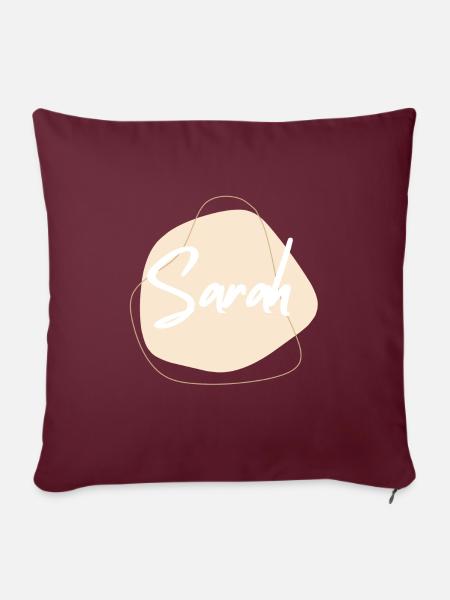 SARAH Namensprint - Sofakissenbezug 45 x 45 cm - Burgunderrot