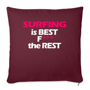 Surfen ist das Beste Surfergirl - Sofakissenbezug 45 x 45 cm - Burgunderrot - Vorne