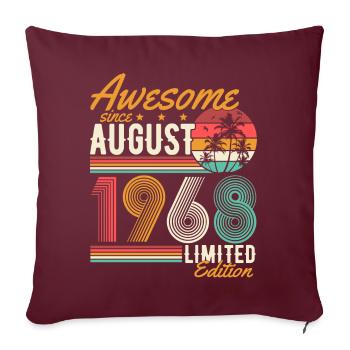 Août 1968 Naissance Anniversaire Rétro - Housse de coussin décorative 45 x 45 cm - bordeaux - Devant