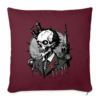 Crâne de l’entrepreneur de pompes funèbres // Crâne de fossoyeur FS0016 - Housse de coussin décorative 45 x 45 cm - bordeaux - Devant