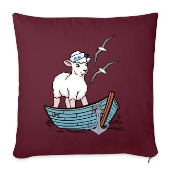 Moin maritim Schaf Boot Schafe Küste Boot - Sofakissenbezug 45 x 45 cm - Burgunderrot - Vorne