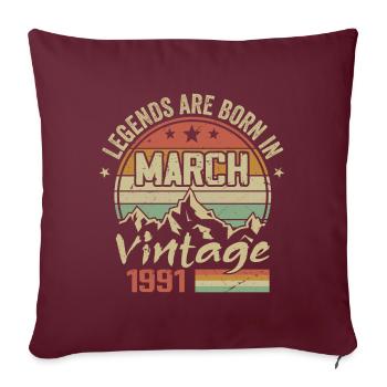Les Légendes Sont Nées En Mars 1991 Cadeau Vintage - Housse de coussin décorative 45 x 45 cm - bordeaux - Devant