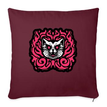Chat démoniaque - Housse de coussin décorative 45 x 45 cm - bordeaux - Devant