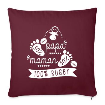 Rugby bébé supporter Rugby sport - Housse de coussin décorative 45 x 45 cm - bordeaux - Devant