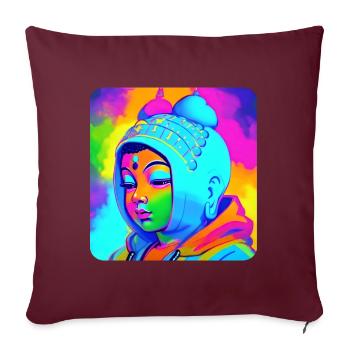 Niedlicher Buddha Kopf - Sofakissenbezug 45 x 45 cm - Burgunderrot - Vorne