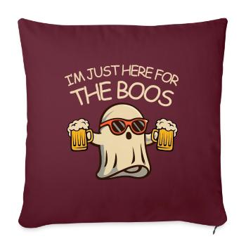 Halloween Ghost Beer Je suis juste là pour les huées - Housse de coussin décorative 45 x 45 cm - bordeaux - Devant