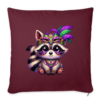 Mardi Gras ours raton laveur main ours mignon bande dessinée - Housse de coussin décorative 45 x 45 cm - bordeaux - Devant
