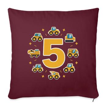 Chantier - 5 ans - 5ème anniversaire - Housse de coussin décorative 45 x 45 cm - bordeaux - Devant