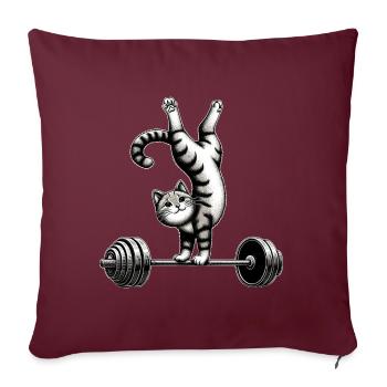 Katze Handstand Fitness Training Workout - Sofakissenbezug 45 x 45 cm - Burgunderrot - Vorne