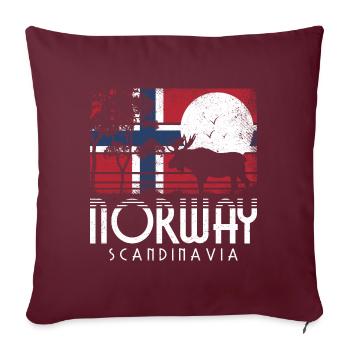 RETRO NORWEGEN SKANDINAVIEN NOREG NORGE NORWEGISCH - Sofakissenbezug 45 x 45 cm - Burgunderrot - Vorne