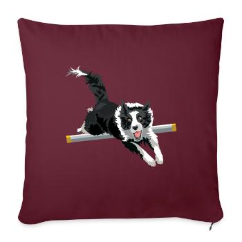 border collie saut agility - Housse de coussin décorative 45 x 45 cm - bordeaux - Devant