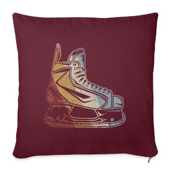Hockey sur glace Patin à glace Style Rétro Vintage - Housse de coussin décorative 45 x 45 cm - bordeaux - Devant