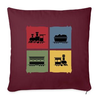 Modeleisenbahn Zug Eisenbahn retro-Lok - Sofakissenbezug 45 x 45 cm - Burgunderrot - Vorne