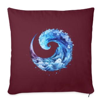 Vague bleue, eau, surf, mer, été, vagues - Housse de coussin décorative 45 x 45 cm - bordeaux - Devant