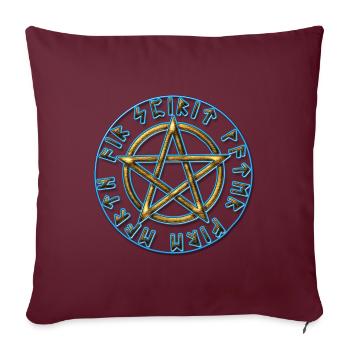 Runes pentagone étoilé, pentagramme, protection, - Housse de coussin décorative 45 x 45 cm - bordeaux - Devant