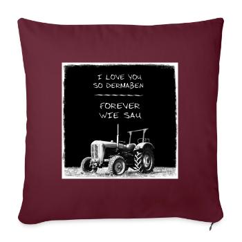 J'aime mon tracteur - Housse de coussin décorative 45 x 45 cm - bordeaux - Devant