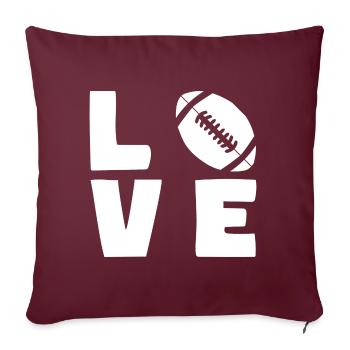 American Football Rugby LOVE Sport - Housse de coussin décorative 45 x 45 cm - bordeaux - Devant