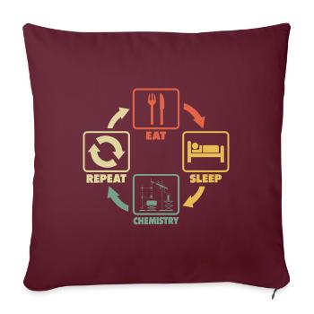Étudiant en chimie Étudiant Manger Du Sommeil En Disant - Housse de coussin décorative 45 x 45 cm - bordeaux - Devant