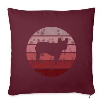 Frenchie, Chiens, Bully, Français Bulldog - Housse de coussin décorative 45 x 45 cm - bordeaux - Devant