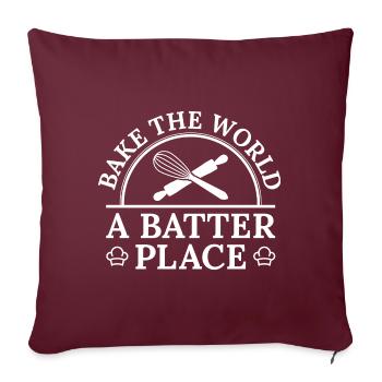 Bake The World A Batter Place - Sofakissenbezug 45 x 45 cm - Burgunderrot - Vorne