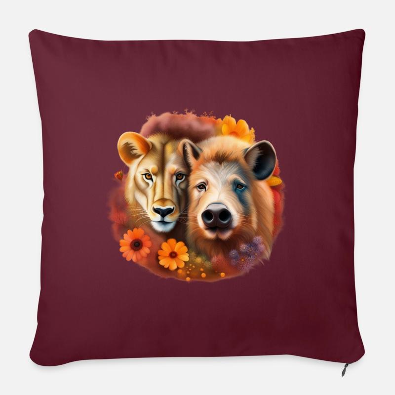 Schwein oder Löwe - Sofakissenbezug 45 x 45 cm - Burgunderrot