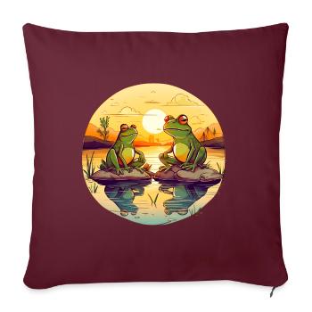 Zwei Frösche genießen die Strahlen der Sonne - Sofakissenbezug 45 x 45 cm - Burgunderrot - Vorne