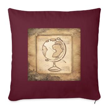 Géographie - Globe & Pointer / Art Vintage - Housse de coussin décorative 45 x 45 cm - bordeaux - Devant