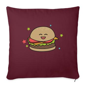 Hamburger Burger Cheeseburger Geschenk fast food - Sofakissenbezug 45 x 45 cm - Burgunderrot - Vorne