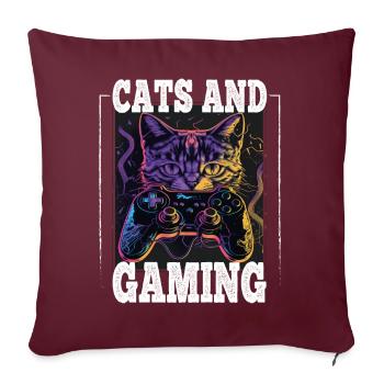 Chats et chat chaton chaton contrôleur de jeu - Housse de coussin décorative 45 x 45 cm - bordeaux - Devant