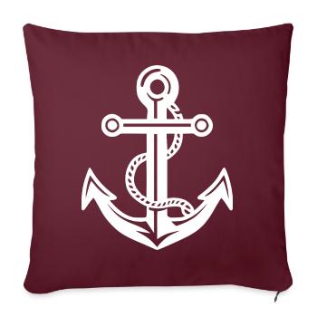 Ancre de navire en blanc avec corde Sea Lake Ocean - Housse de coussin décorative 45 x 45 cm - bordeaux - Devant