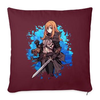 Fantasy RPG Game Anime Character - Chemise Anime - Housse de coussin décorative 45 x 45 cm - bordeaux - Devant