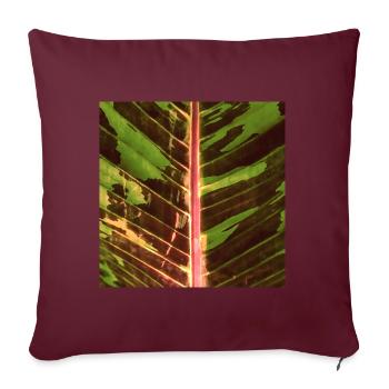 Aquarelle de feuille de banane - Housse de coussin décorative 45 x 45 cm - bordeaux - Devant
